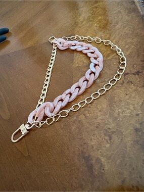 Chunky Pink Resin and Gold purse Chain